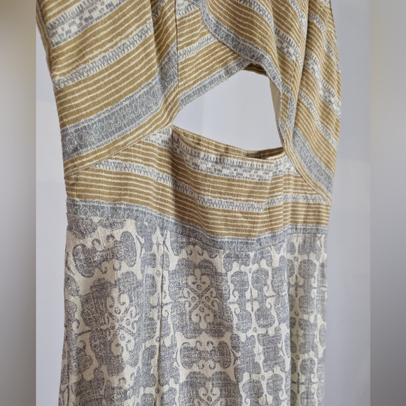 Free People woven cotton tan midi dress w/ cut outs - Picture 4 of 8